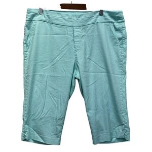 Southern Lady Capri Pants Womens 18W Mint Green White Striped Seersucker VTG 90s